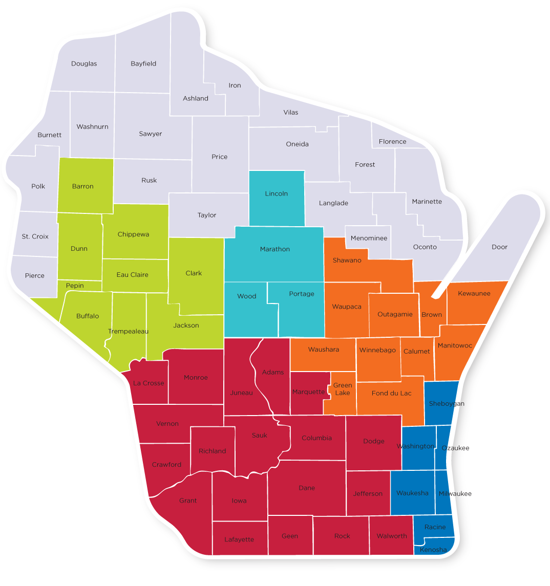 Treatment Foster Care Regions on a Wisconsin Map