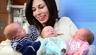 Lindsay and her triplets, Aksel, Beckett and Blake