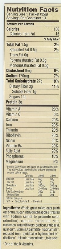 Nutrition label