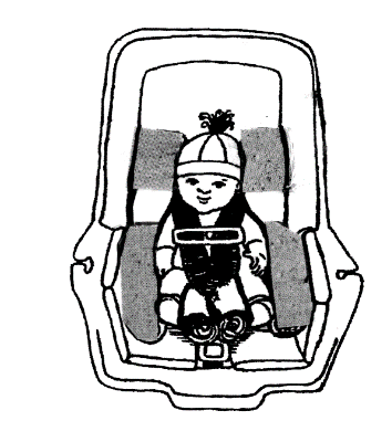 car seat with child in it drawing
