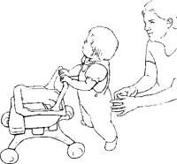 baby walking with cart