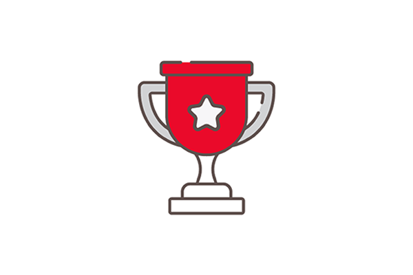 Red and grey trophy icon
