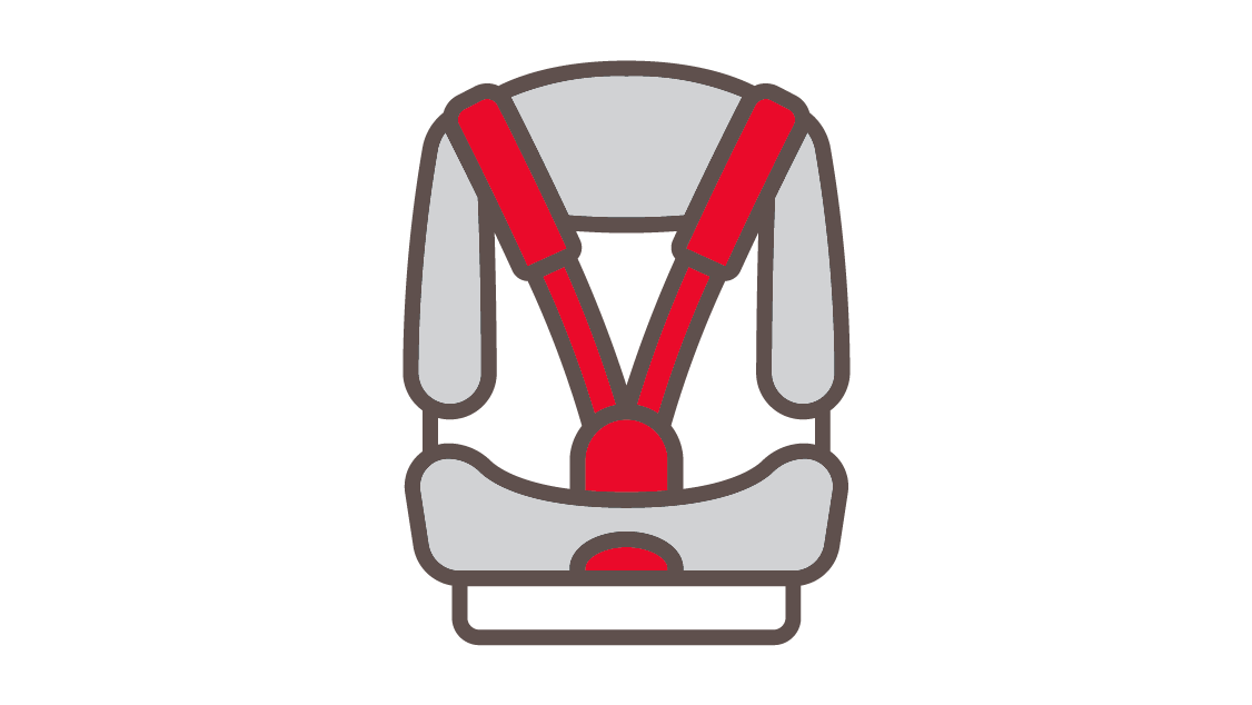 Three point harness car seat from the front