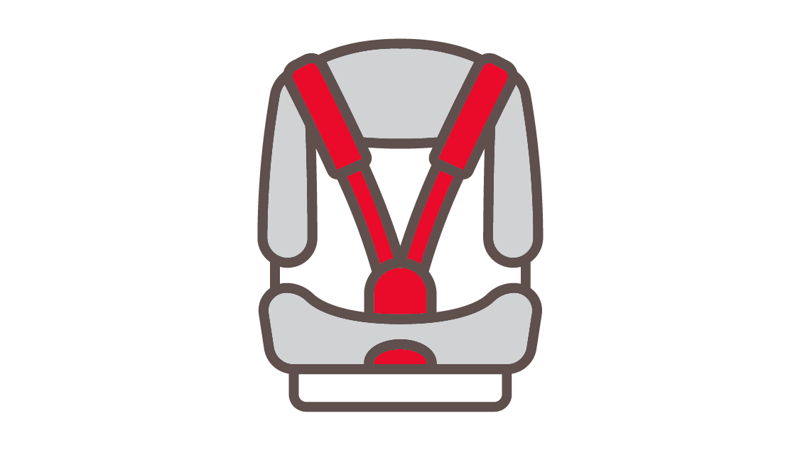 Three point harness car seat from the front