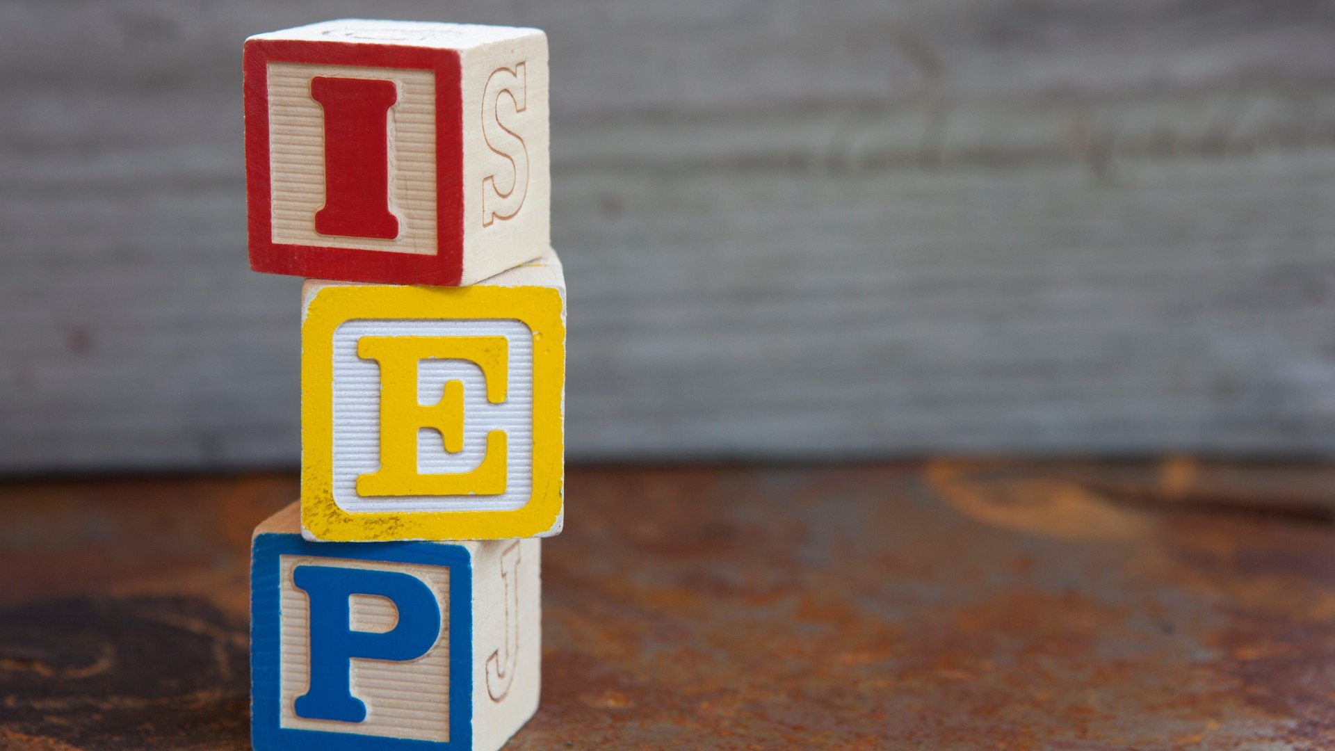 toy blocks spelling IEP