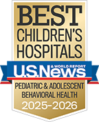 U.S. News & World Report - Best Children's Hospitals: Pediatric & Adolescent Behavioral Health 2025-2026 badge