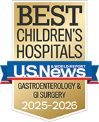 U.S. News & World Report - Best Children's Hospitals: Gastroenterology & GI Surgery 2025-2026 badge