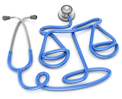 Image of a blue and silver stethoscope