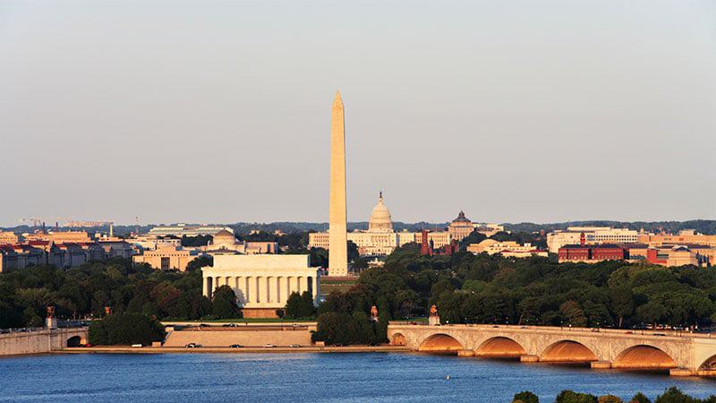 D.C. Skyline featuring the Washington Monument and Kennedy Center