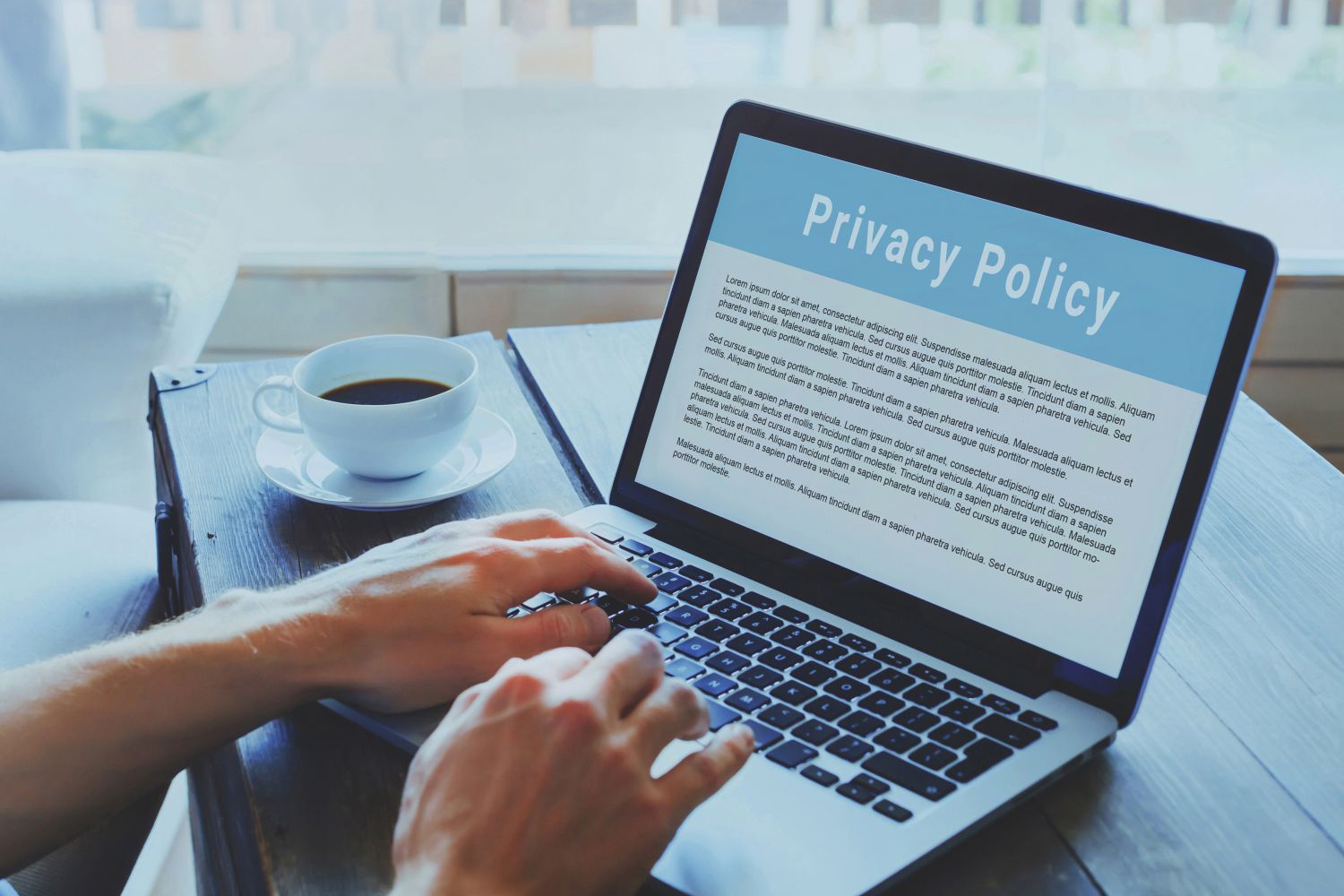 Computer with privacy policy screen up