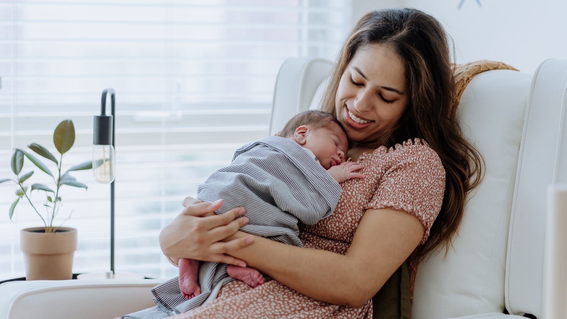 Sleeping infant and mother