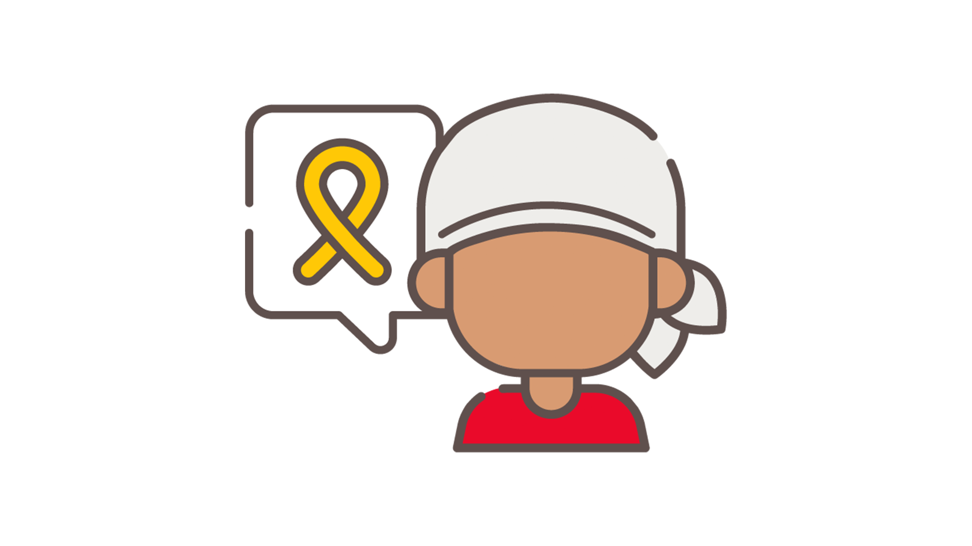 icon of cancer patient and yellow cancer ribbon