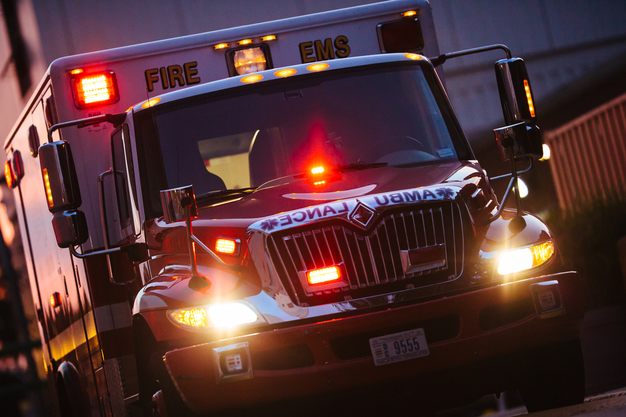 Photo of ambulance with flashing lights