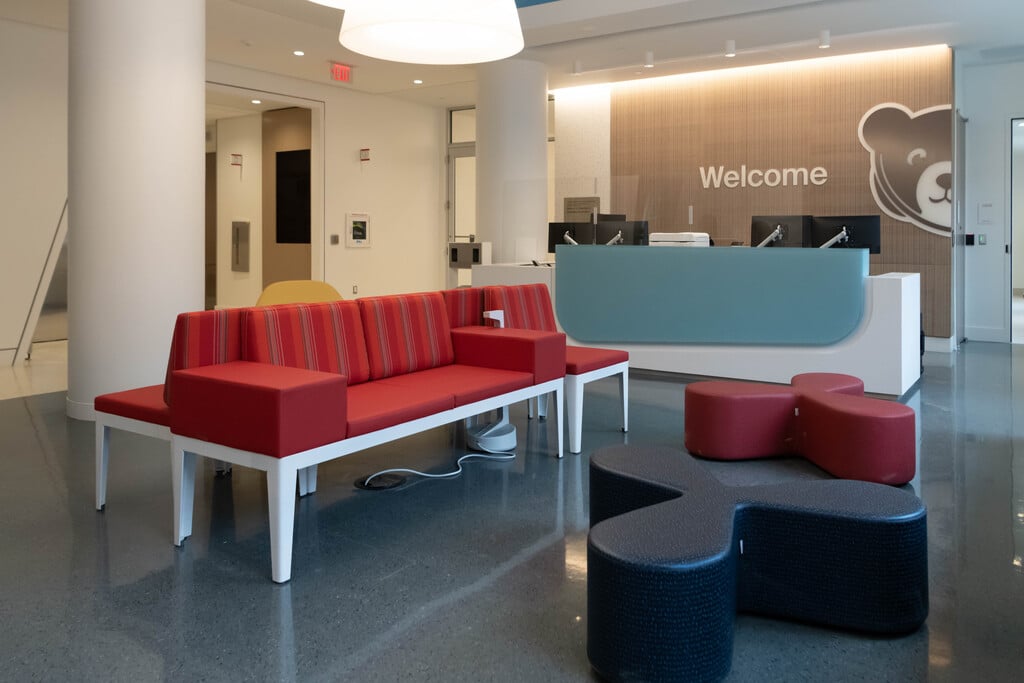 Welcome desk at the Rare Disease Institute.