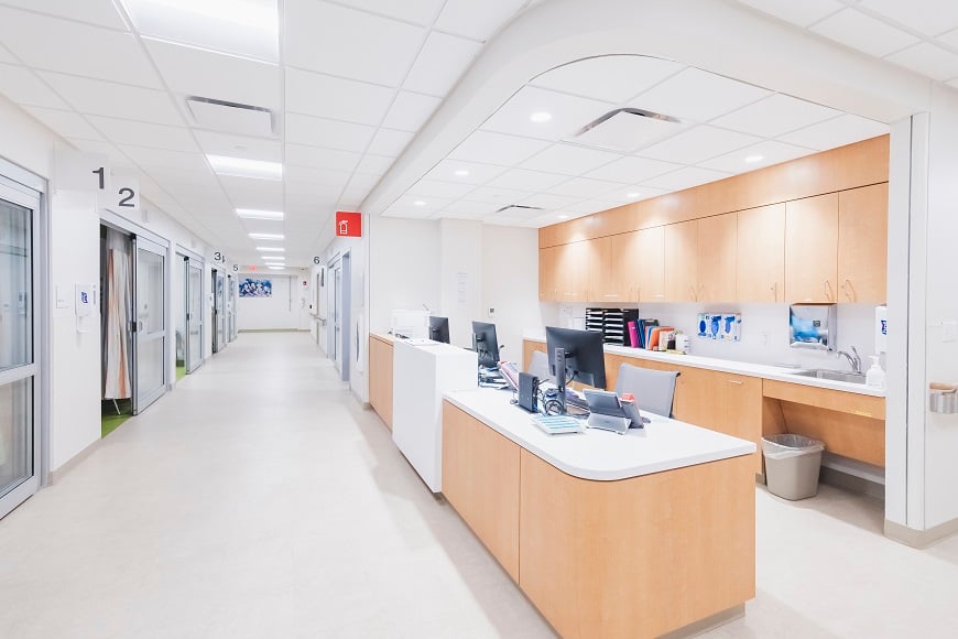 A staff desk area at the Prince George's County Ambulatory Surgery Center