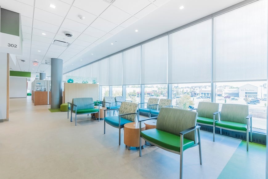Waiting area with seating at the Prince George's County Ambulatory Surgery Center