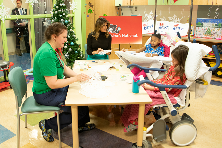 First Lady Mrs. Trump visiting with patients