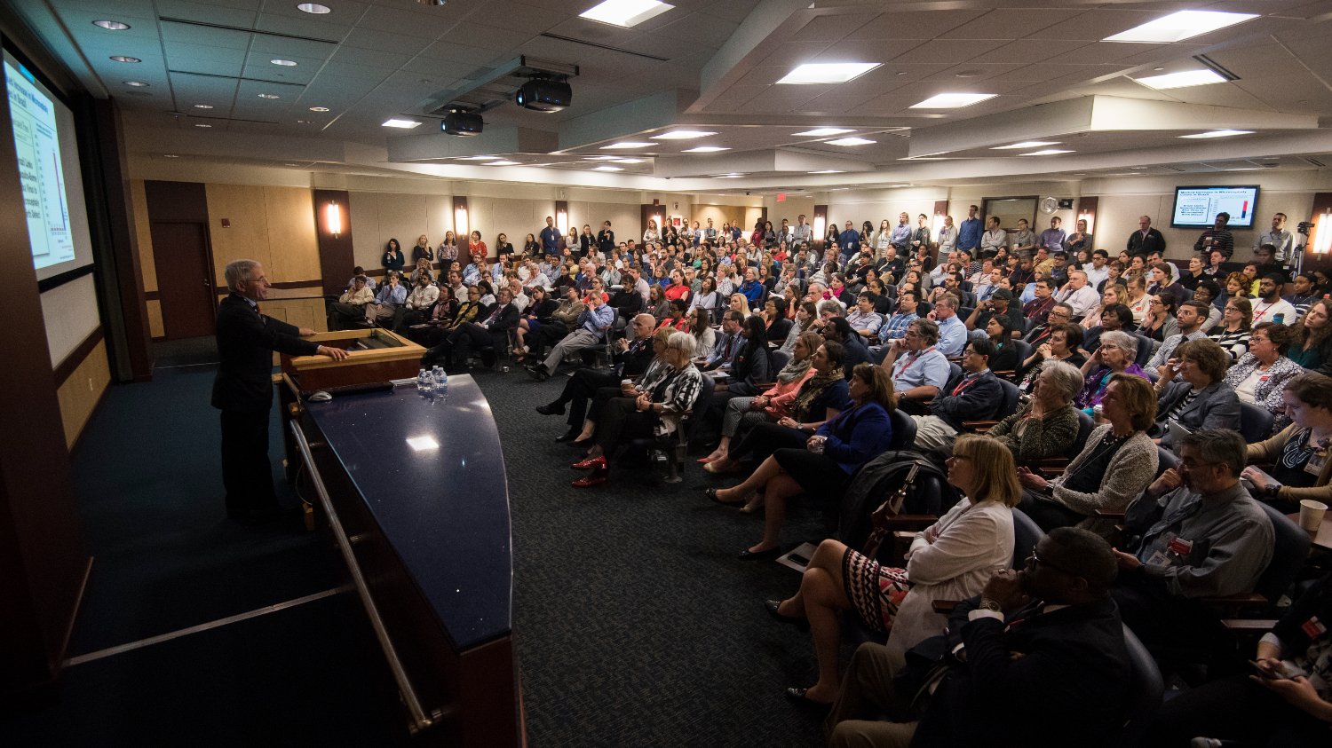 Anthony Fauci, Ph.D., speaks at a research conference at Children's National Hospital.