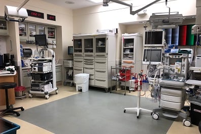 This is one of two gastroenterology procedure rooms, which are adjacent to the 17 main operating rooms