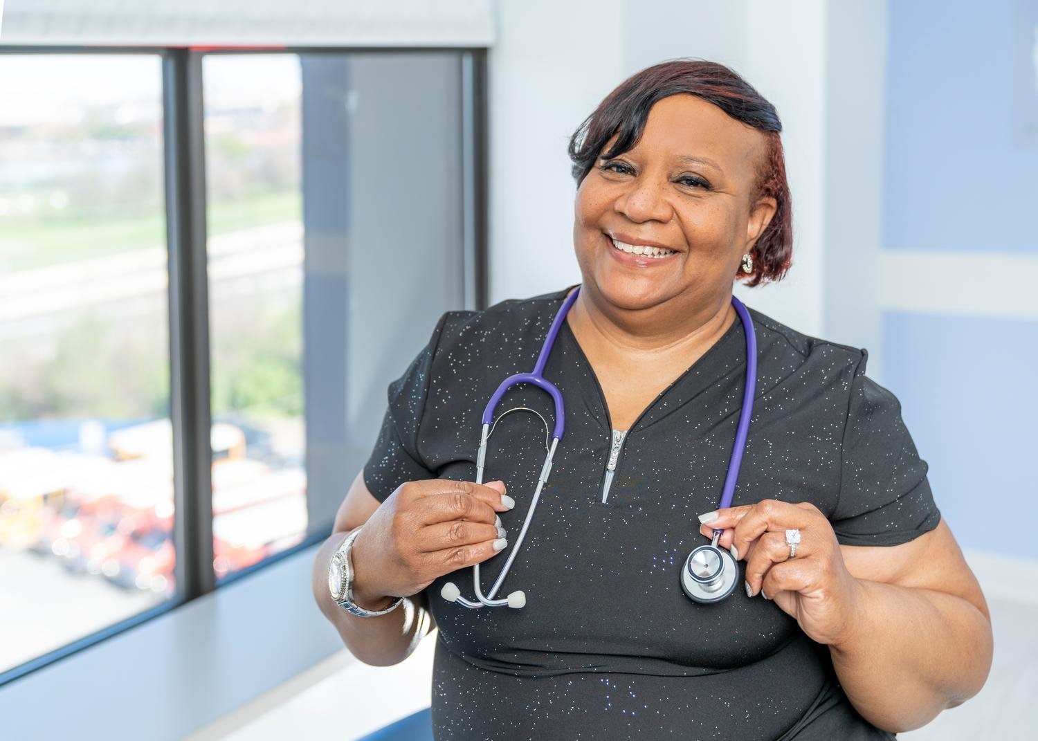 Nurse Patricia Powell smiling for a photo