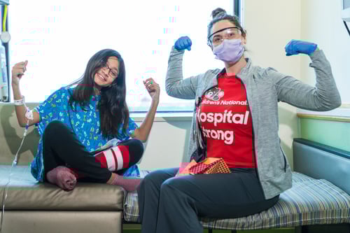 Teenager with nurse caregiver