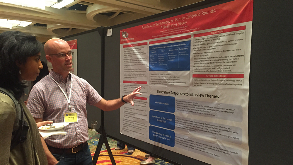 Research poster presentation on bulletin board