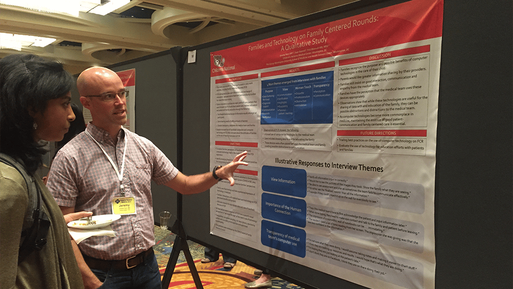 Research poster presentation on bulletin board