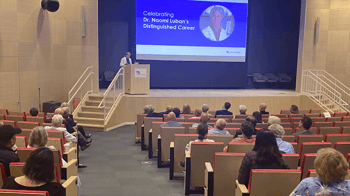 Catherine Bollard speaks during Dr. Luban's celebration.