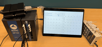 The new device in development which is small and portable.