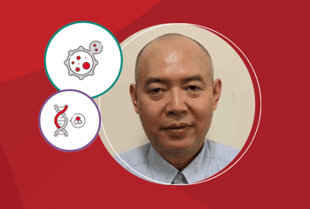Jianhua Yang, PhD with DNA and cell therapy icons.