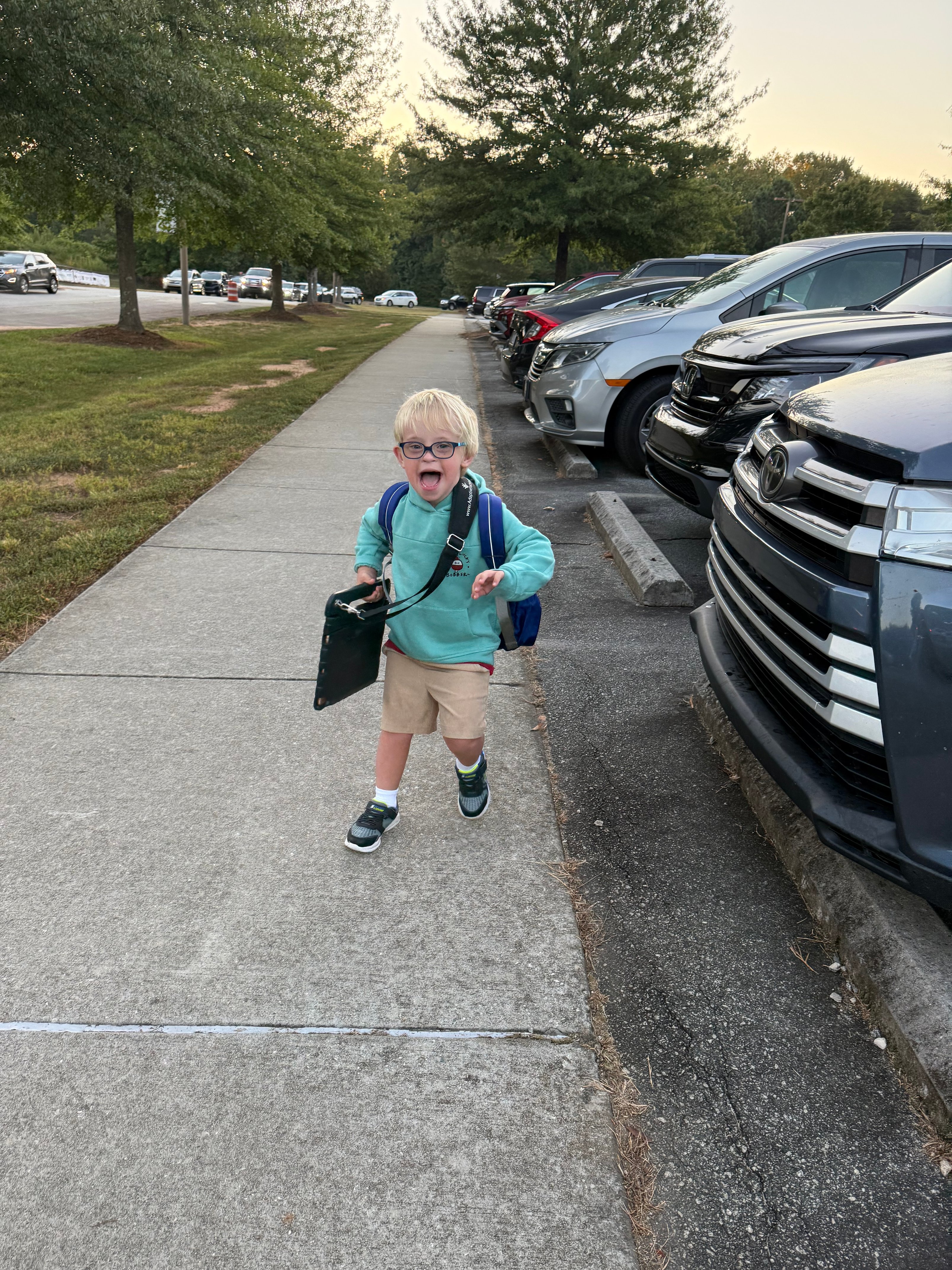 Callan on his way to school.
