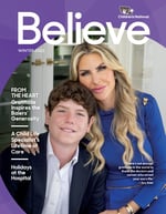Cover of Believe Magazine Winter 2022 edition featuring the Baier family.