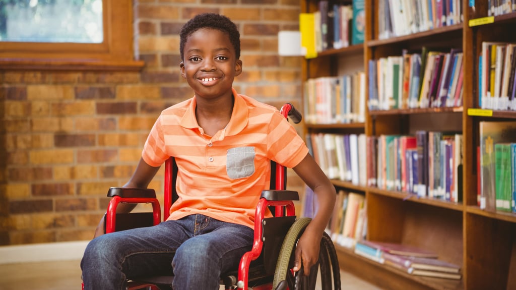child in library