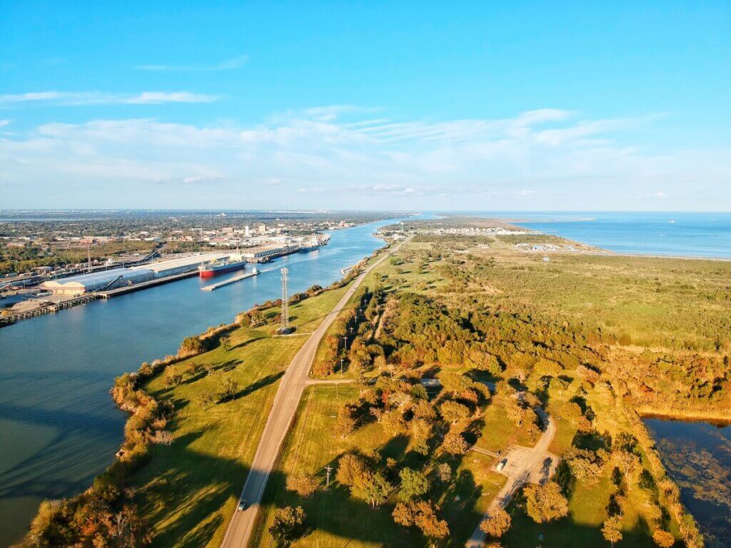 Port Arthur Texas Ship Chanel, viewing east.