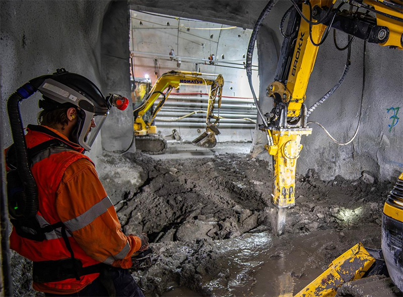 Remote-controlled machines make excavating the cross passage tunnels safer