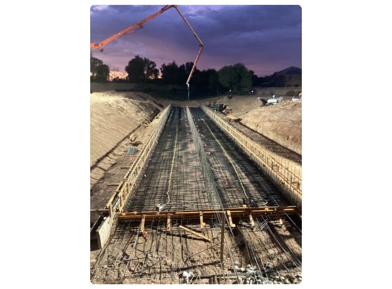 A view of highway construction work at night