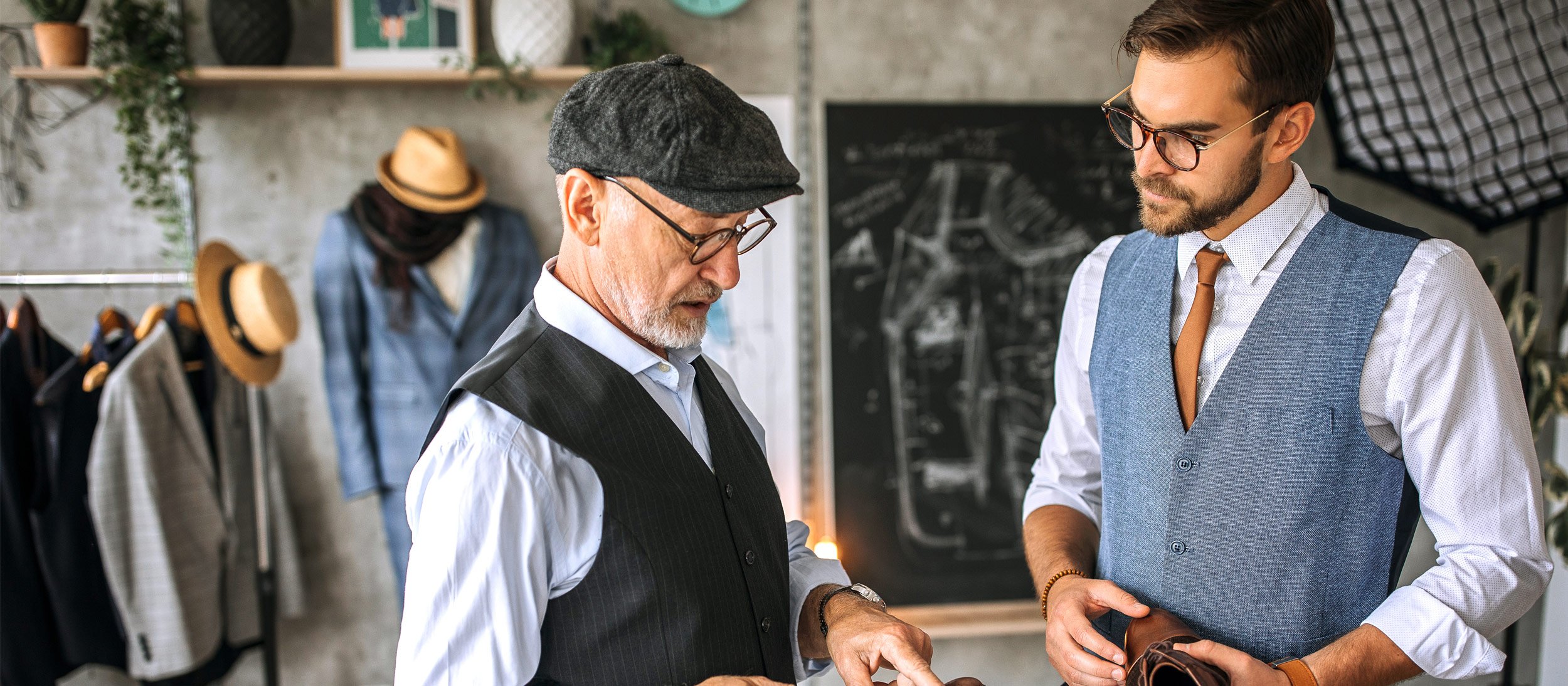 Business partners discussing shoes