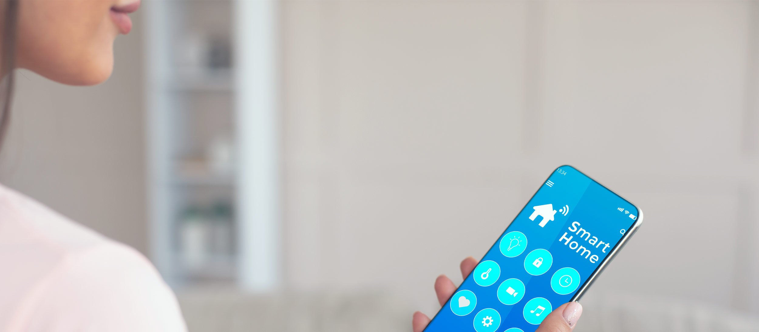 A mobile phone displaying smart home features
