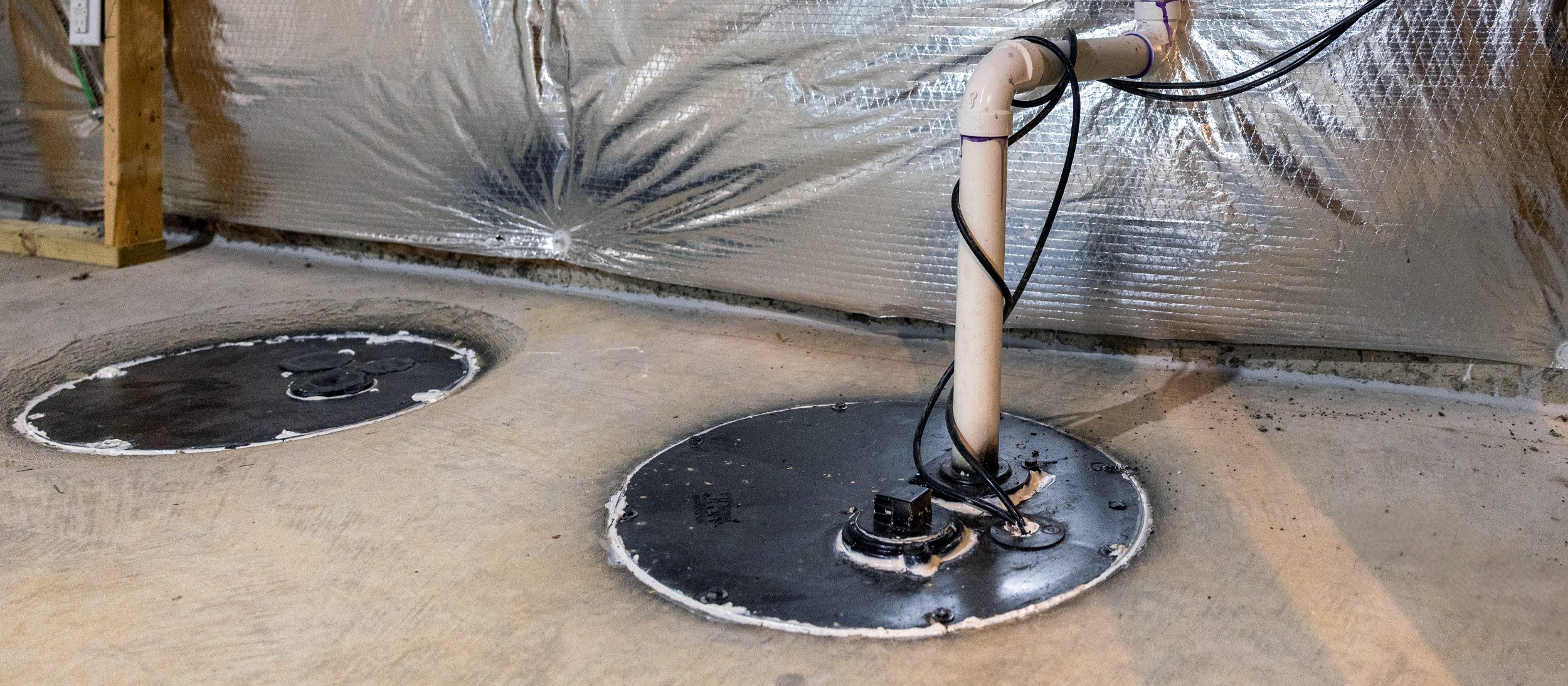 A basement sump pump