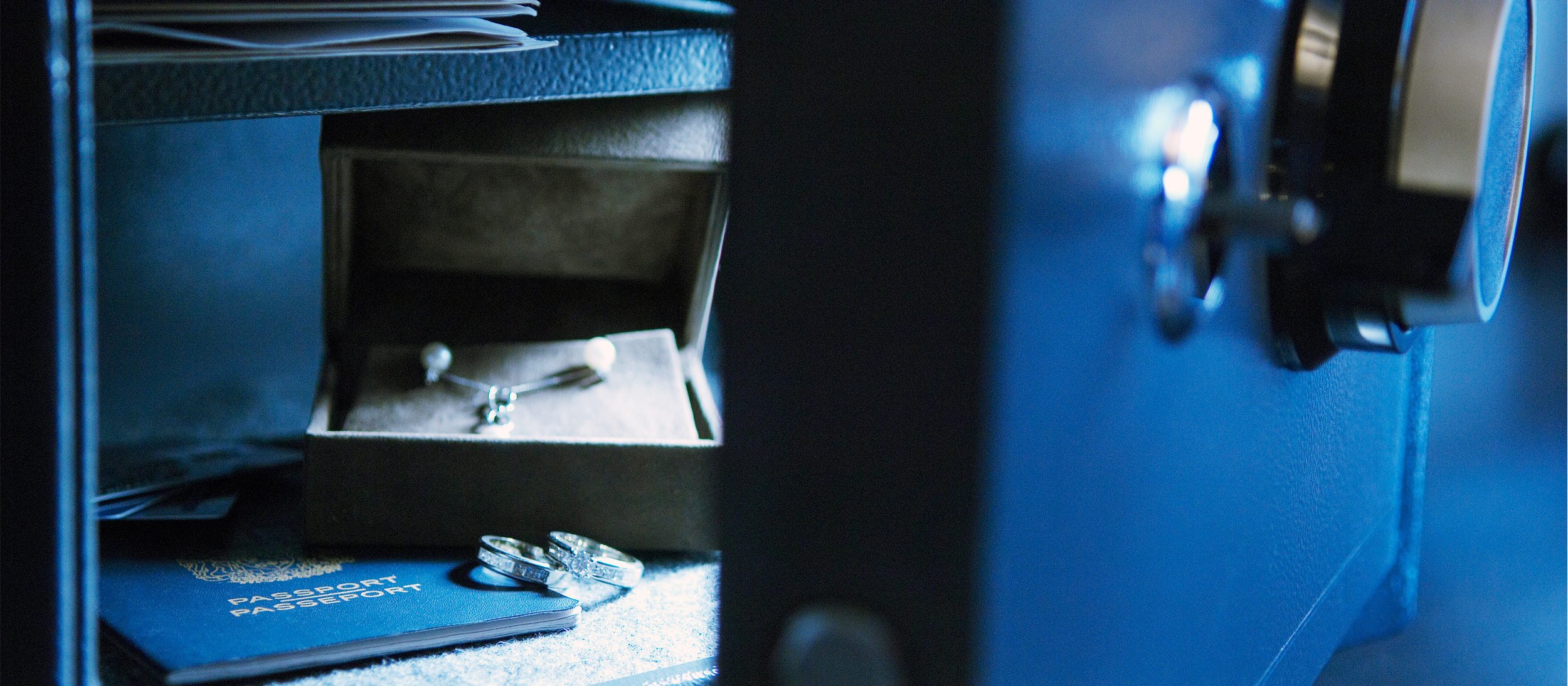 Open safe containing valuables