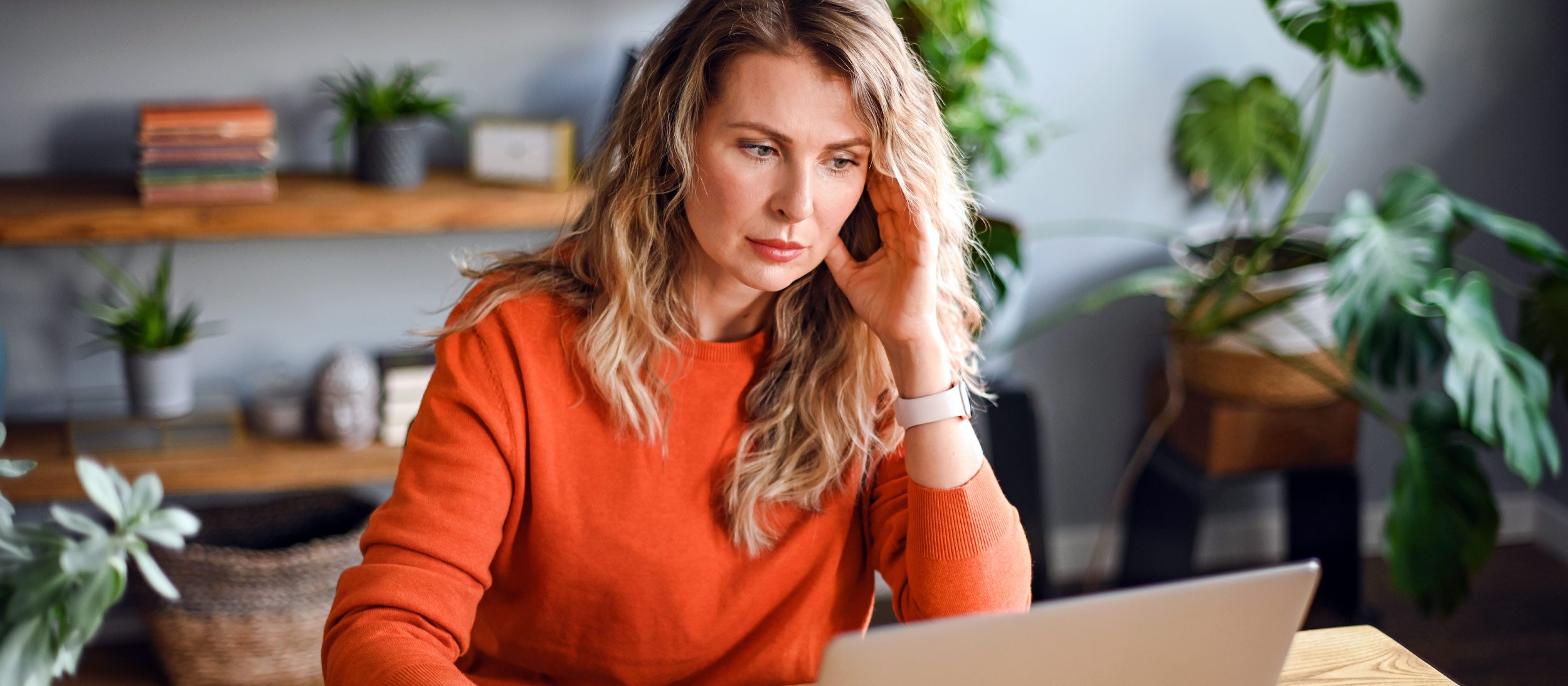 Woman working on her laptop