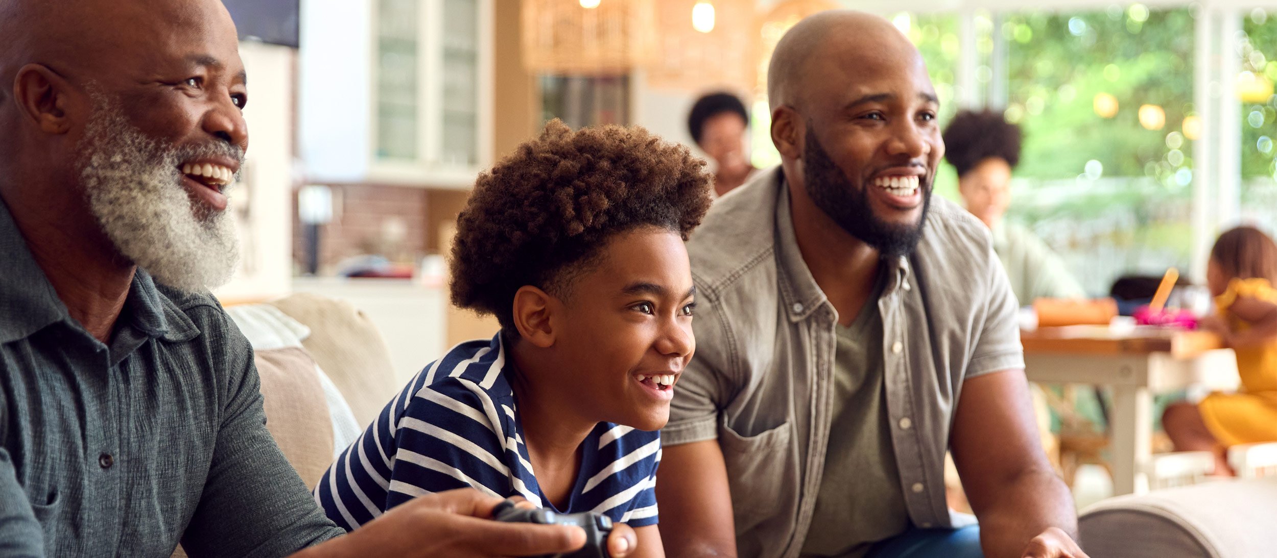 A family playing video games together