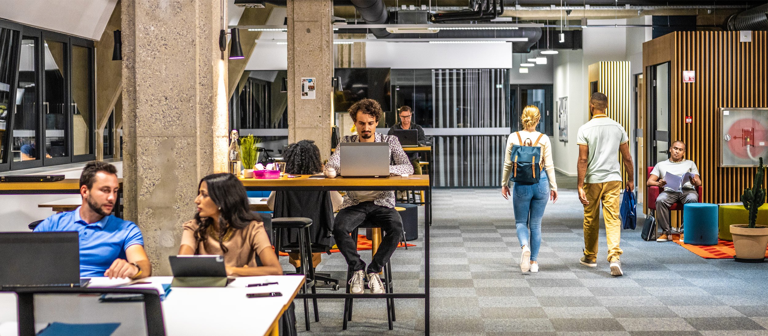 Employees working in an open space