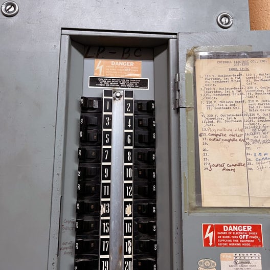 FPE circuit breaker open showing switches
