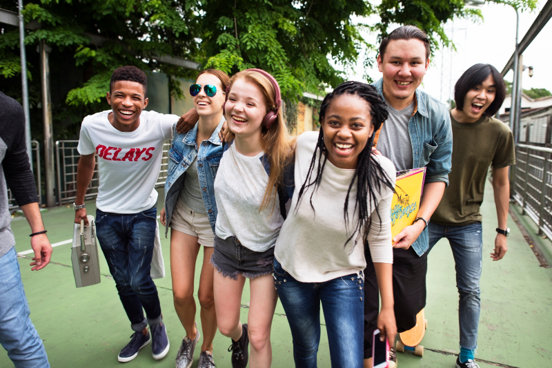 group of laughing teens