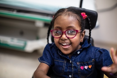 Young girl in wheelchair