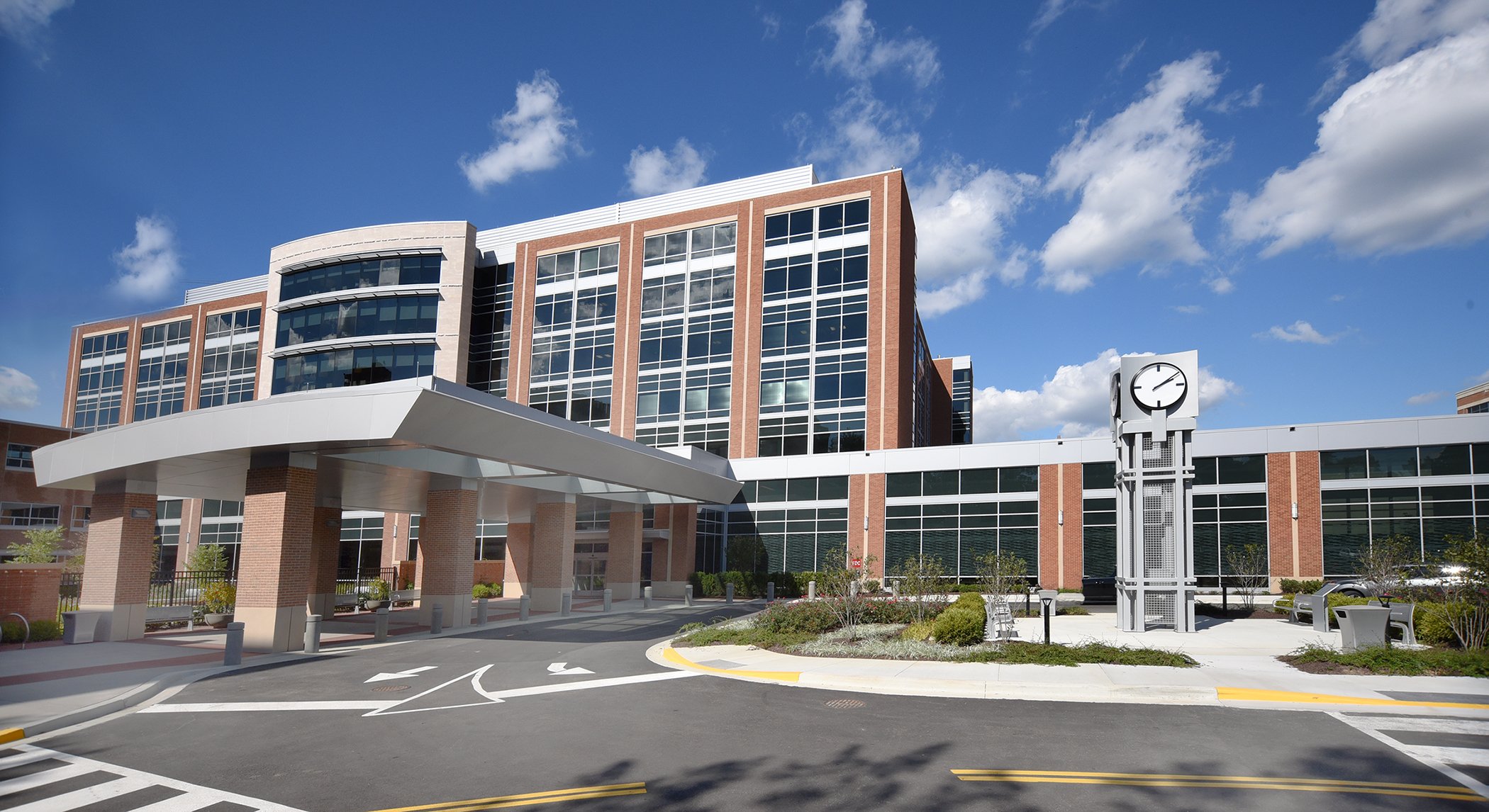 Johns Hopkins and Children's National Pediatric Cancer Care at Sibley Memorial Hospital building from the front, outside