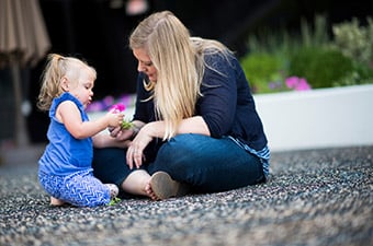 mother and daughter playing