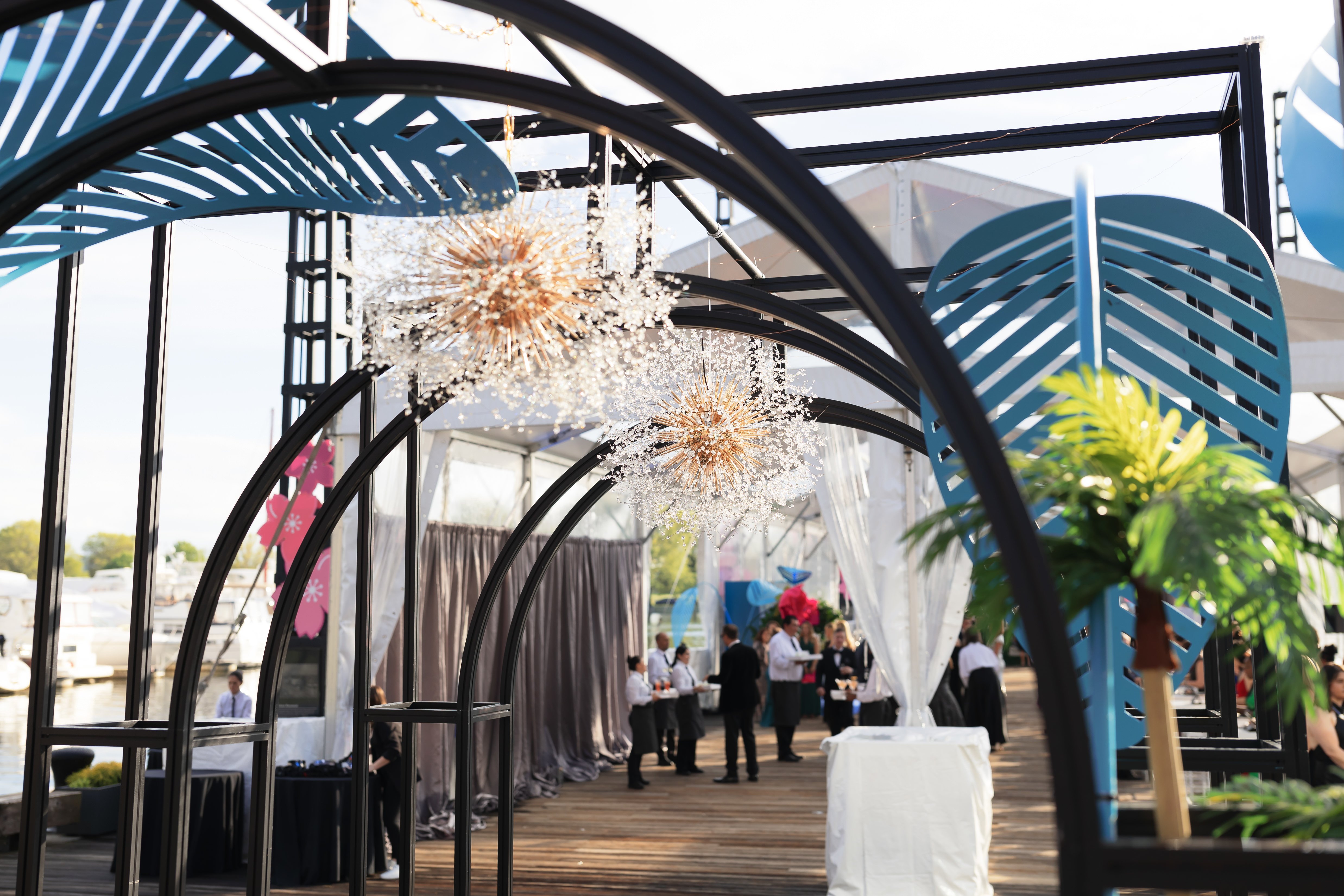 Guests enjoy cocktails on the District Pier at The Wharf.