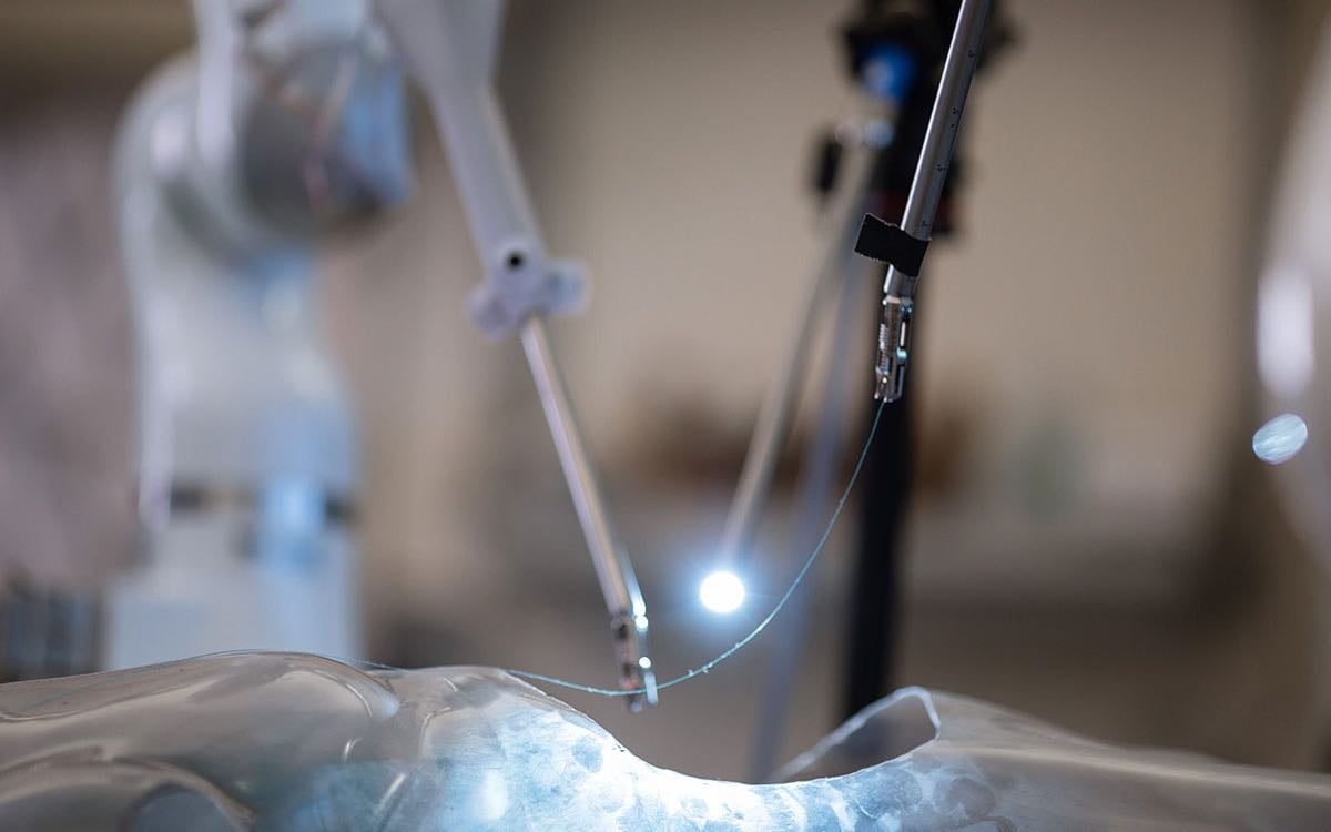 A close-up of a piece of technology-enabled surgical equipment.